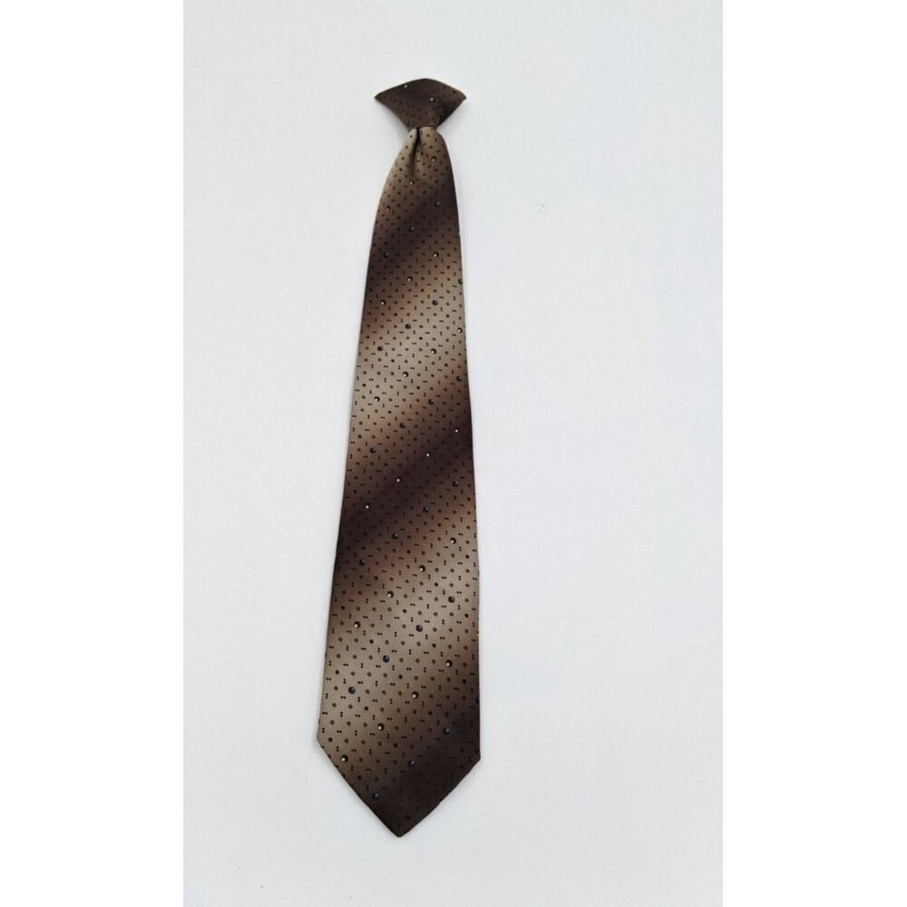 Towncraft Vintage Clip-On Tie Brown Print
